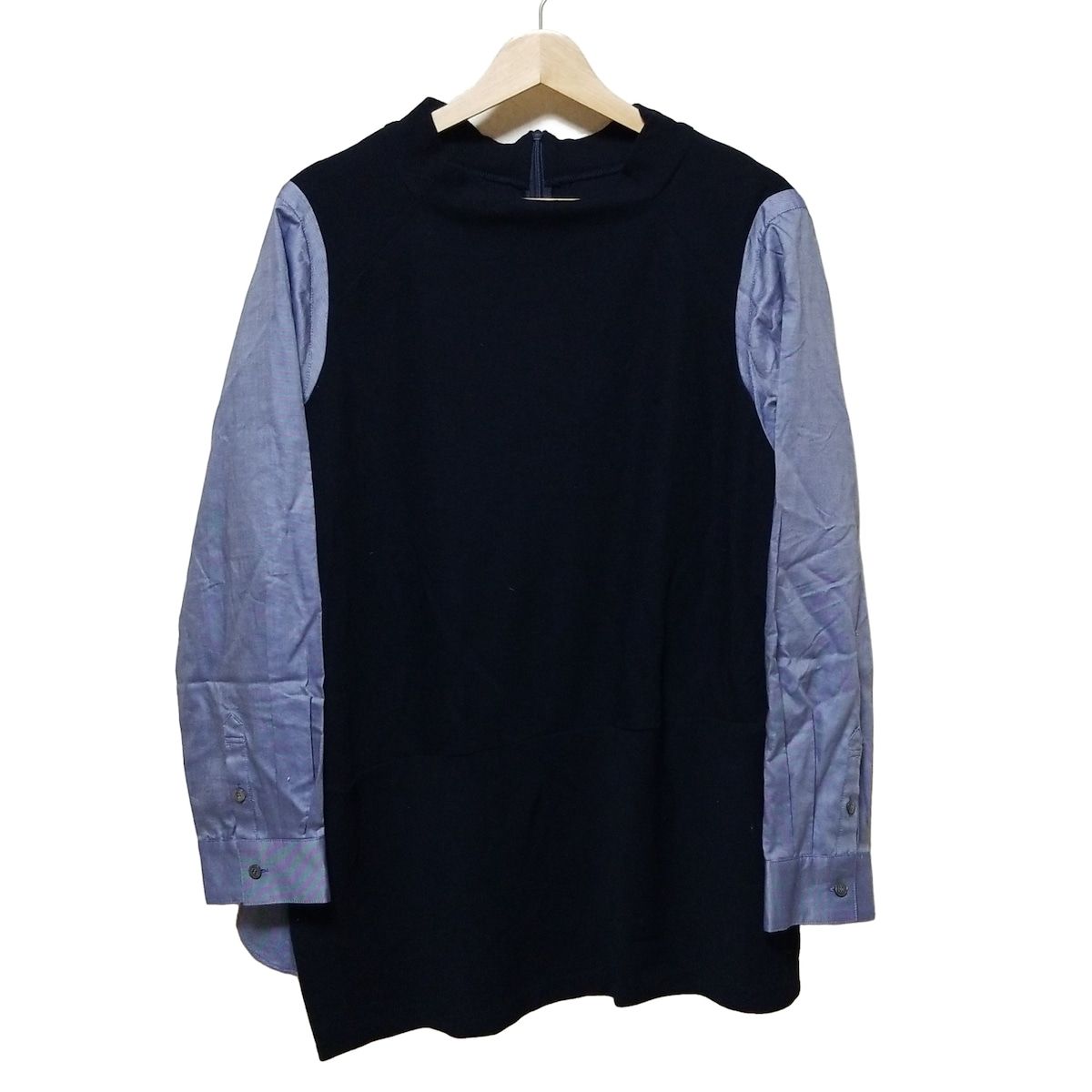 Leilian レリアン チュニック サイズ17 XL レディース - ダークネイビー×ブルー ハイネック 長袖