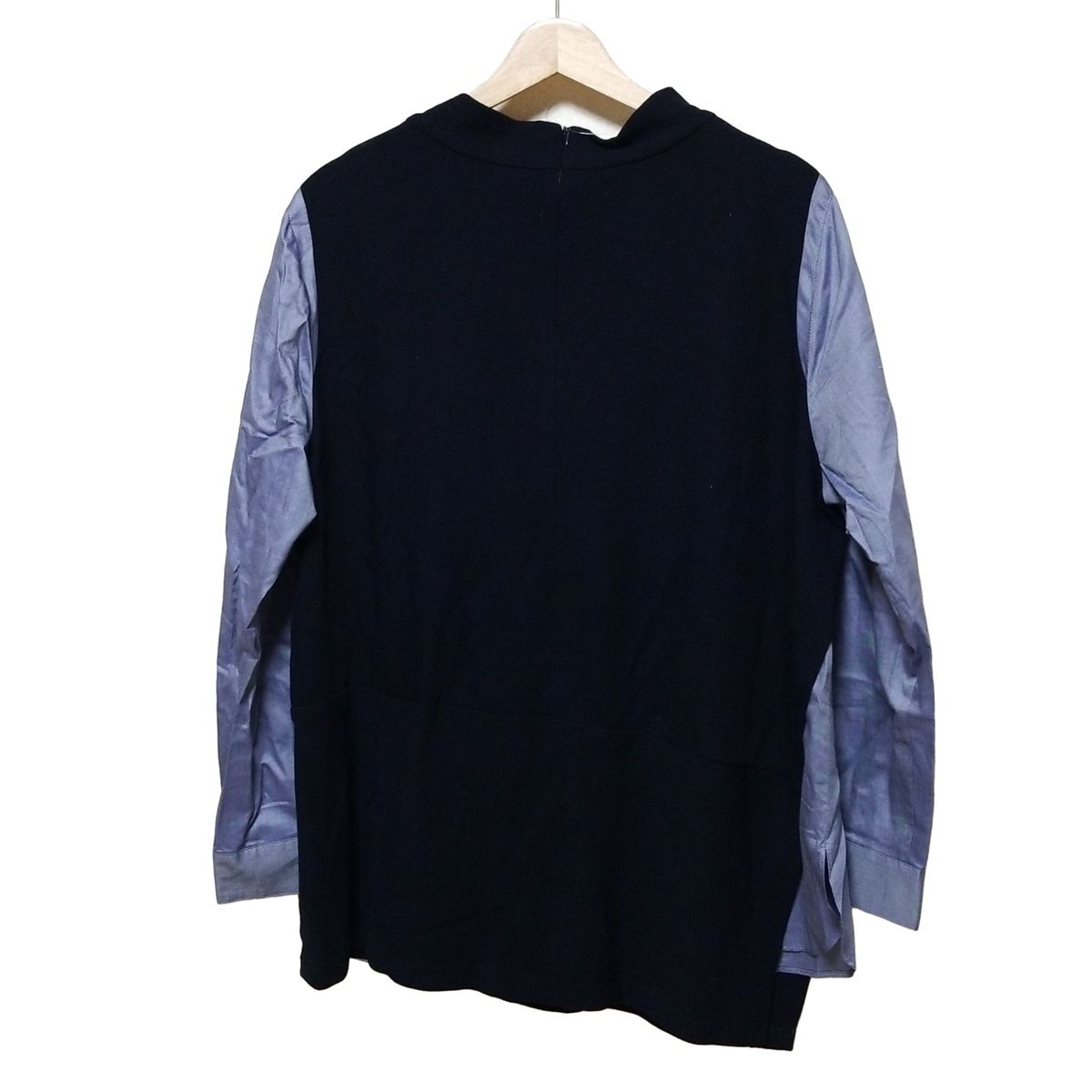 Leilian レリアン チュニック サイズ17 XL レディース - ダークネイビー×ブルー ハイネック 長袖