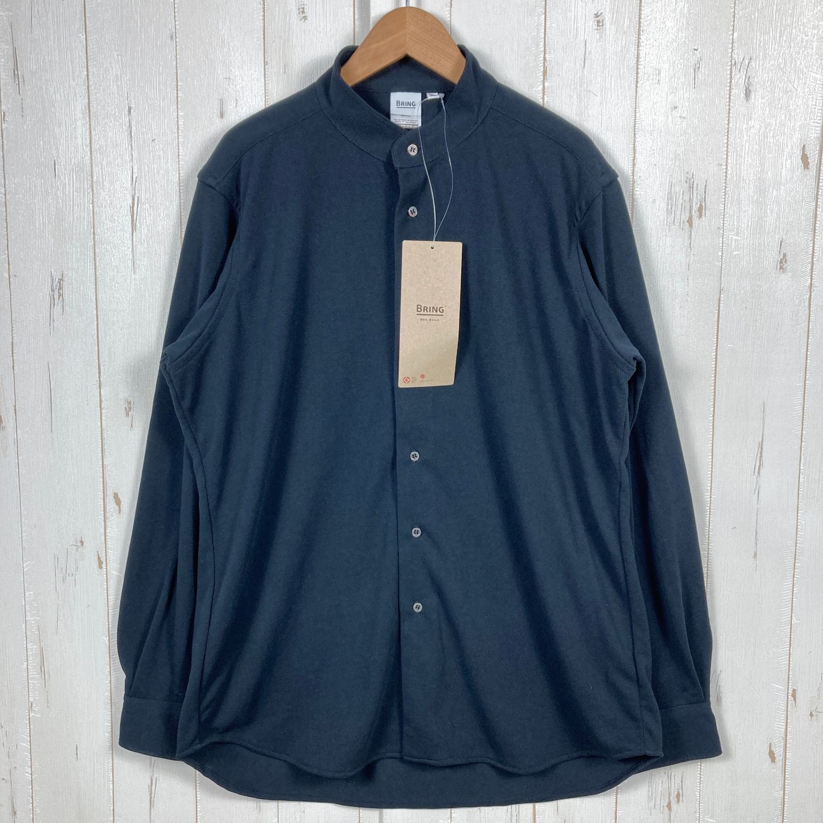 Men s XL ブラック系 Bring ブリング ドライコットニー スタンド シャツ Drycottony Stand Collar Shirt ポリエステル ウェア トップス インナー シャツ ロングスリーブTシャツ クル