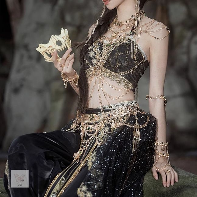 敦煌飞天衣装 西域姫 異国情緒 舞台 舞踊 フォーマル エスニック エレガント 砂漠の風に舞う西域の姫君 エキゾチックな魅力を纏う舞踊衣装