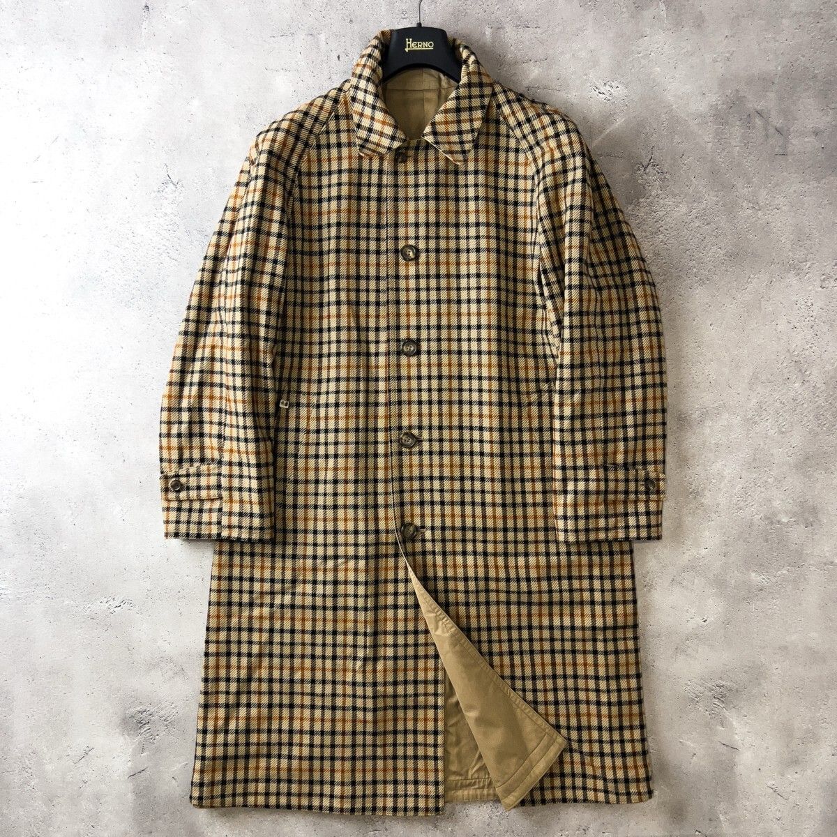 貴重 DAKS ダックス リバーシブル ウール ステンカラーコート メンズ 