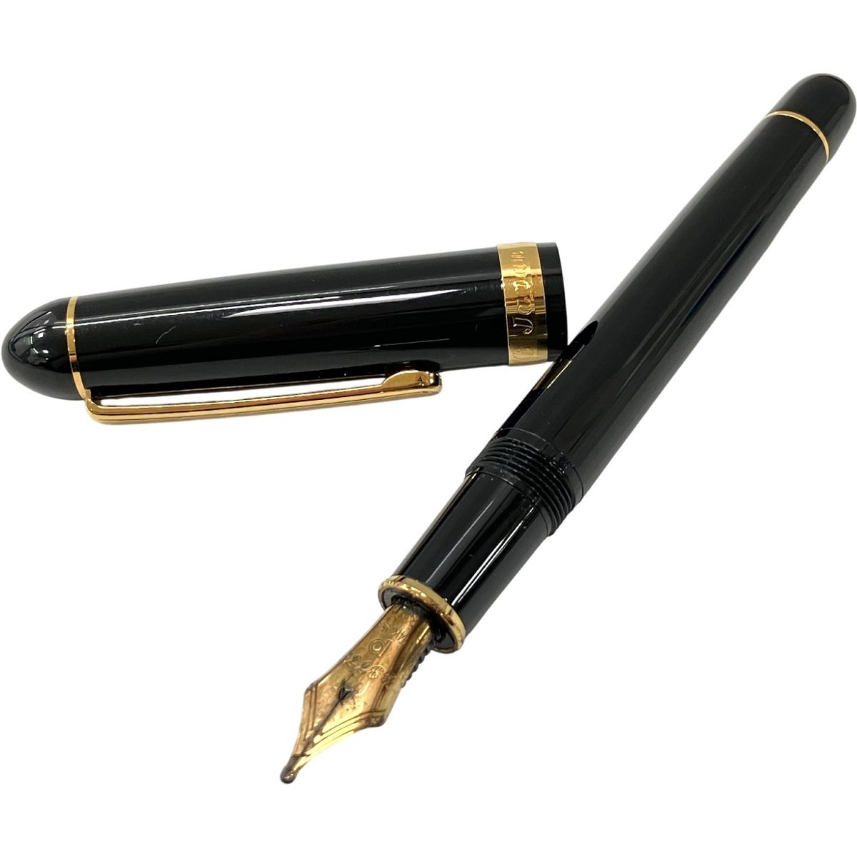 PLATINUM プラチナ 万年筆 3776 14K 太 ブラック×ゴールド ジャンク H10590694