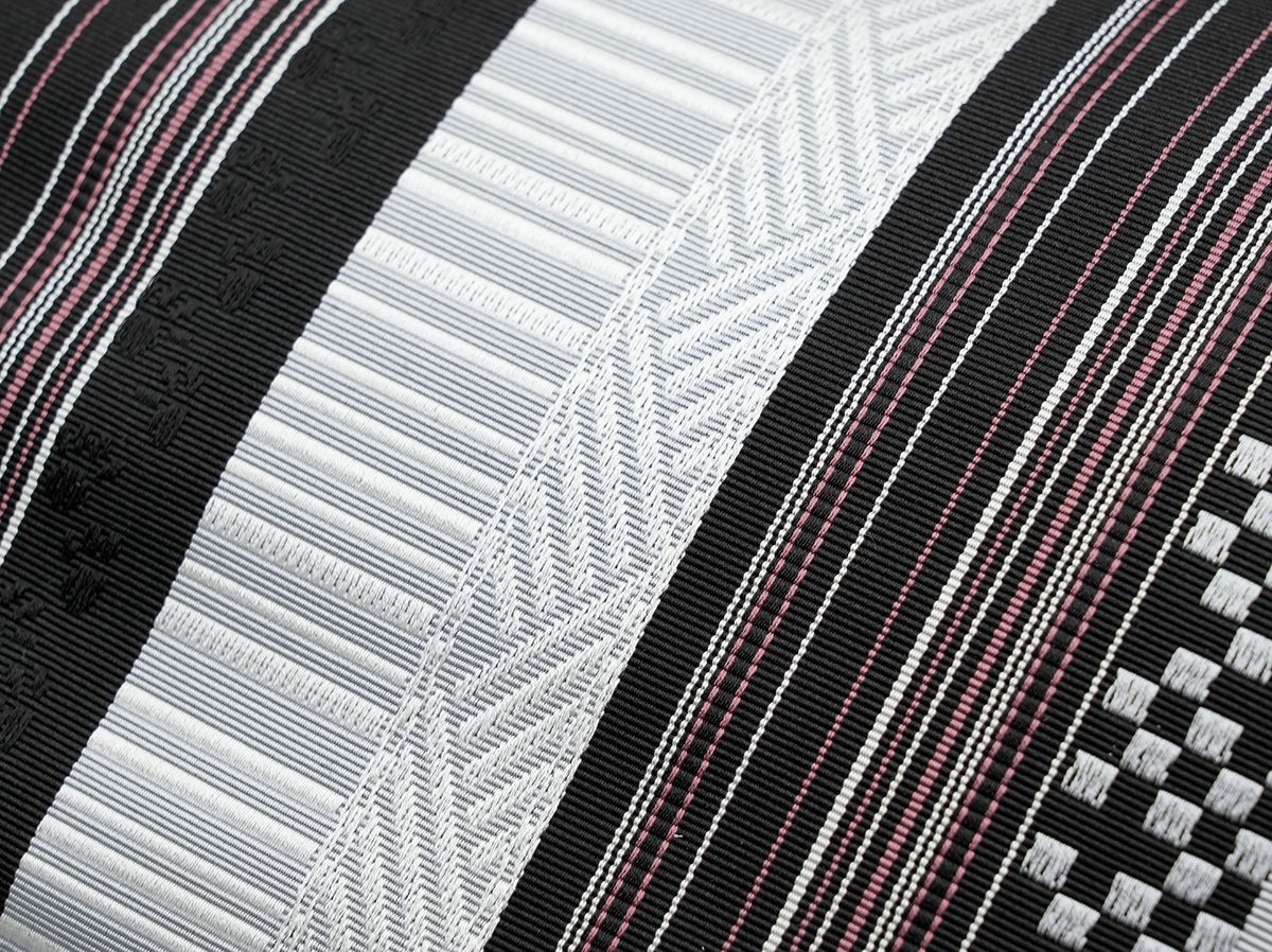 新品未仕立 博多帯 黒木織物 八寸名古屋帯 ねこ柄 黒地 仕立代込み