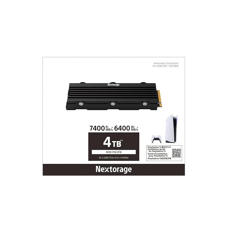 Nextorage 4TB NEM-PAシリーズ PS5 PS5-Pro動作 済み ヒートシンク一体型 M.2 2280 PCIe Gen 4.0 x 4 NVMe 内蔵SSD 最大転送速度7.400MB s 4000GB ネクストレージ 内蔵SSD 日本