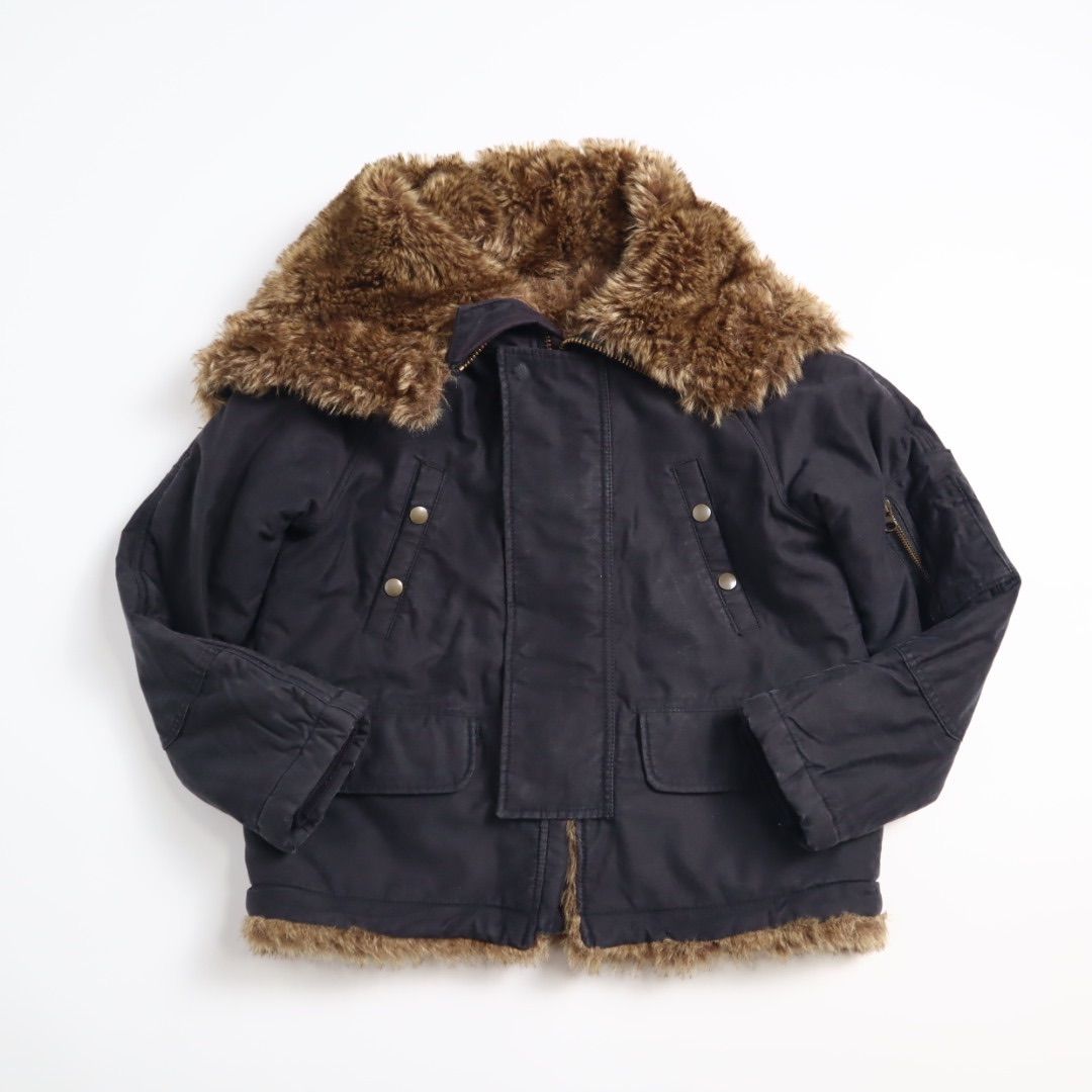 Vintage 00s y2k n2b デザイン ファー付きフード 短丈 ミリタリージャケット 00s Vintage Y2K Military Jacket N-2B Style Short Length with Fur Hood