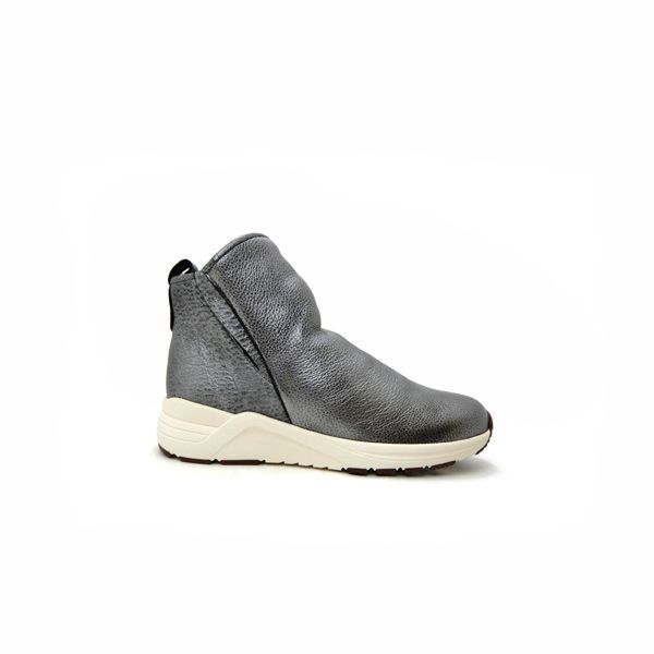 ショート ブーツ レディース スニーカー シルバー 本革 幅広 4 E 秋 冬 INVINA 9803 ガンメタ サイドゴア 履きやすい 歩きやすい 軽量