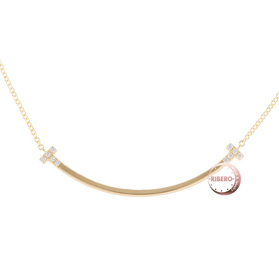 TIFFANY-Co. ティファニー Tスマイル ペンダント スモール ネックレス ダイヤモンド ゴールド