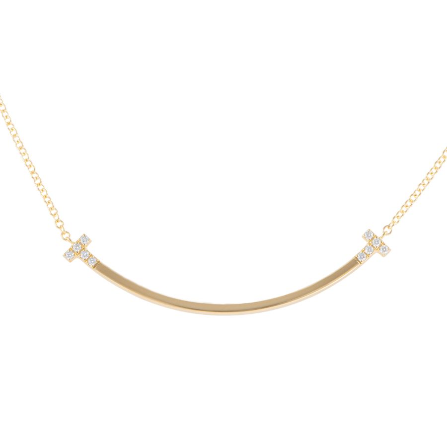 TIFFANY-Co. ティファニー Tスマイル ペンダント スモール ネックレス ダイヤモンド ゴールド