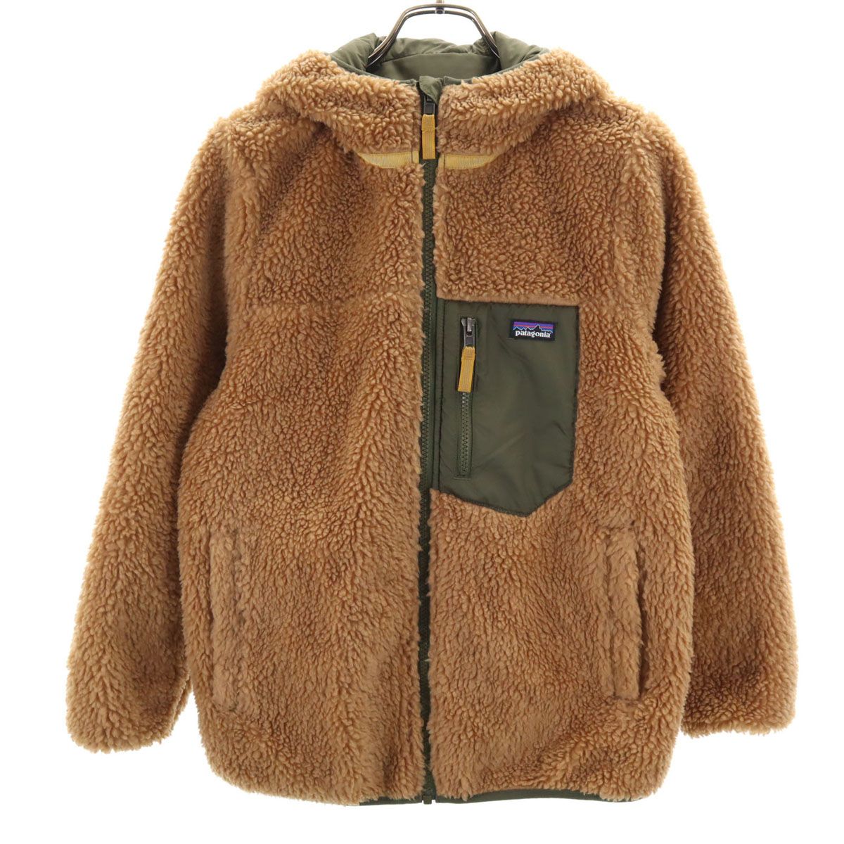 patagonia パタゴニア リバーシブル ボアジャケット カーキ 68095FA21 アウトドア キッズ 古着