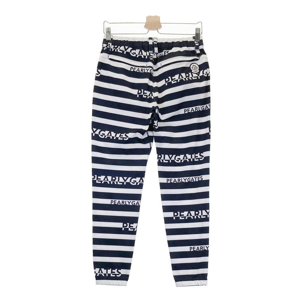 サイズ 0 PEARLY GATES パーリーゲイツ 055 2231116 ストレッチパンツ ロゴ ボーダー柄 ネイビー系 ゴルフウェア レディース ストスト