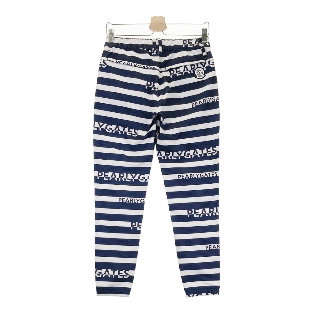 サイズ 0 PEARLY GATES パーリーゲイツ 055-2231116 ストレッチパンツ ロゴ ボーダー柄 ネイビー系 240101551794 ゴルフウェア レディース ストスト