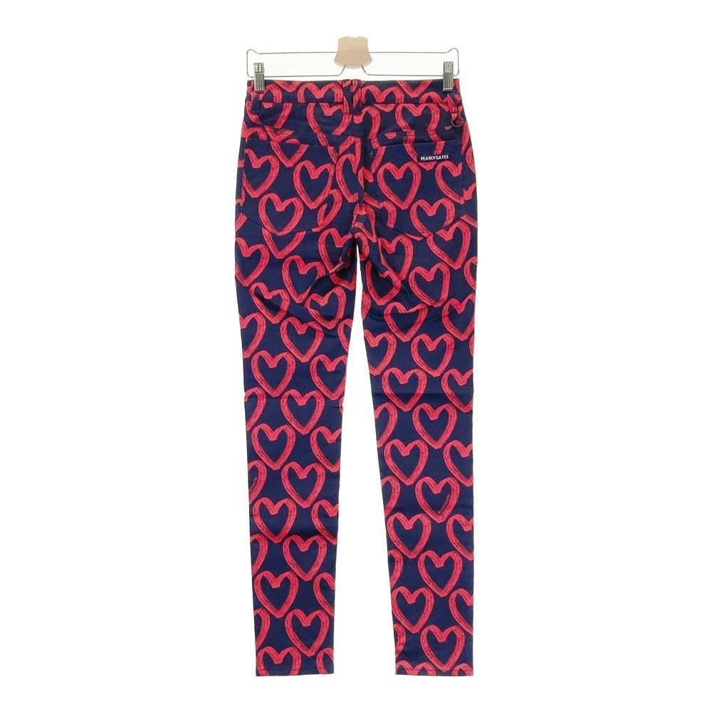 サイズ 0 PEARLY GATES パーリーゲイツ 055-2131306 ストレッチパンツ ハート柄 ネイビー系 240101551795 ゴルフウェア レディース ストスト