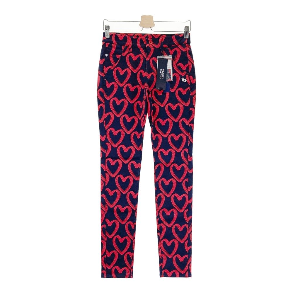 サイズ 0 PEARLY GATES パーリーゲイツ 055-2131306 ストレッチパンツ ハート柄 ネイビー系 240101551796 ゴルフウェア レディース ストスト