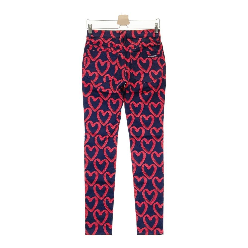 サイズ 0 PEARLY GATES パーリーゲイツ 055-2131306 ストレッチパンツ ハート柄 ネイビー系 240101551796 ゴルフウェア レディース ストスト