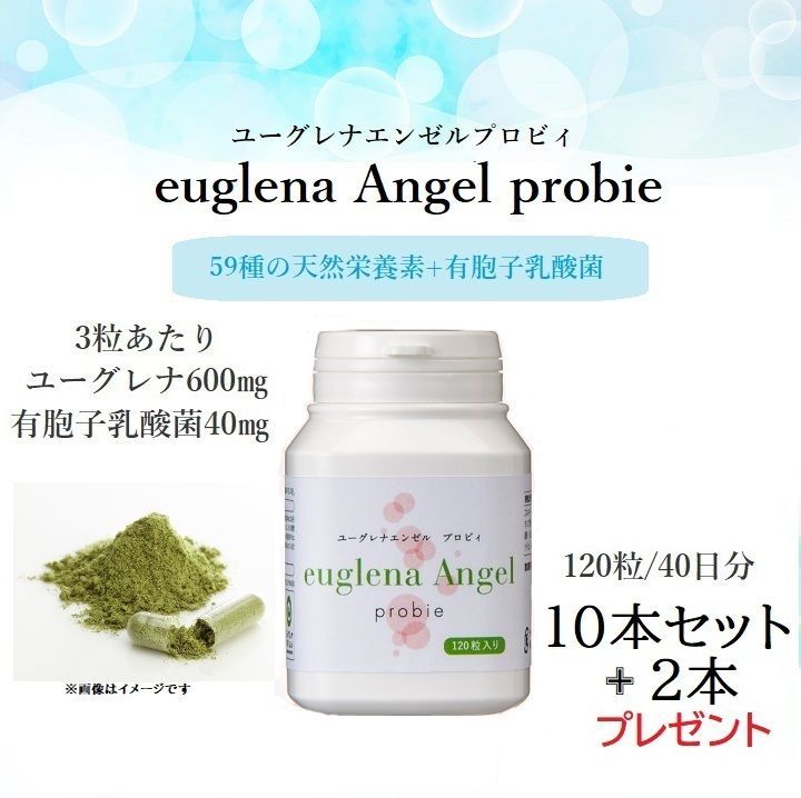 ユーグレナ エンゼル プロビィ 120粒 1日3粒40日分 入 10本セット 2本プレゼント 天然栄養素 有胞子乳酸菌 賞味期限 2027 05 20
