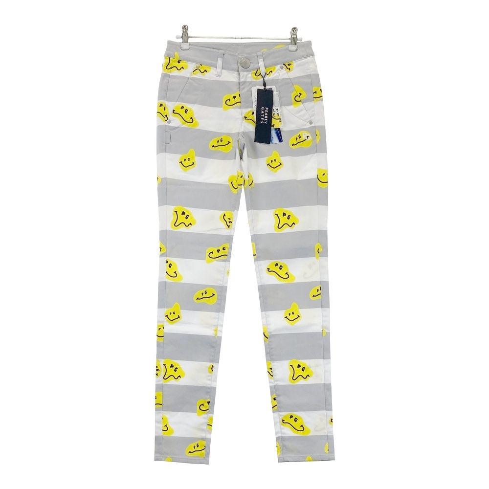 サイズ 0 PEARLY GATES パーリーゲイツ 055-2231612 ロングパンツ ニコちゃん ボーダー柄 グレー系 240101551825 ゴルフウェア レディース ストスト