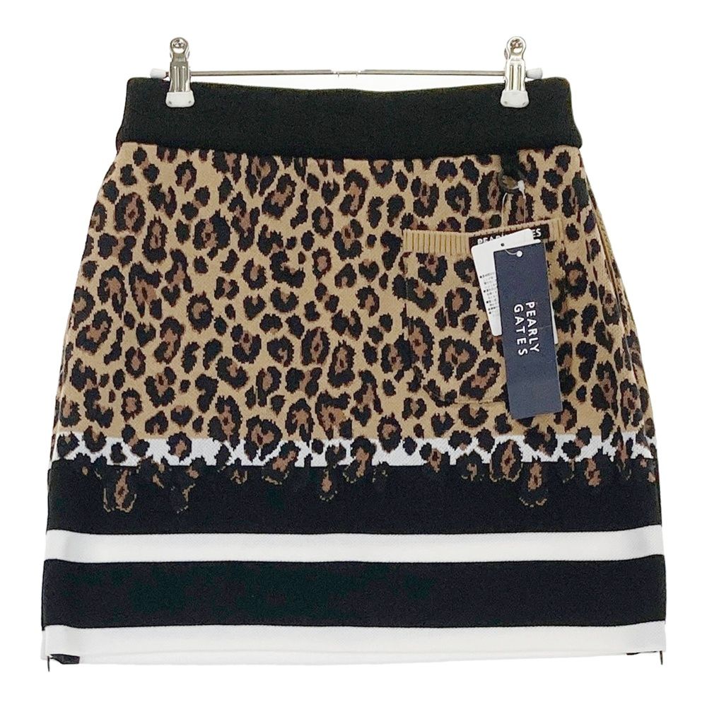 サイズ 1 PEARLY GATES パーリーゲイツ 055-2234032 ウール混 ニットスカート ボーダー レオパード柄 ブラウン系 240101551842 ゴルフウェア レディース ストスト