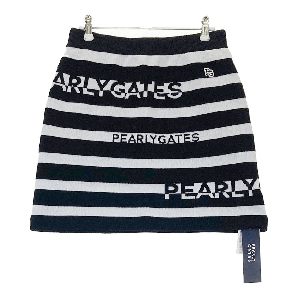 サイズ 1 PEARLY GATES パーリーゲイツ 055-2234124 ウール混 ニットスカート ロゴ ボーダー柄 ネイビー系 240101551845 ゴルフウェア レディース ストスト