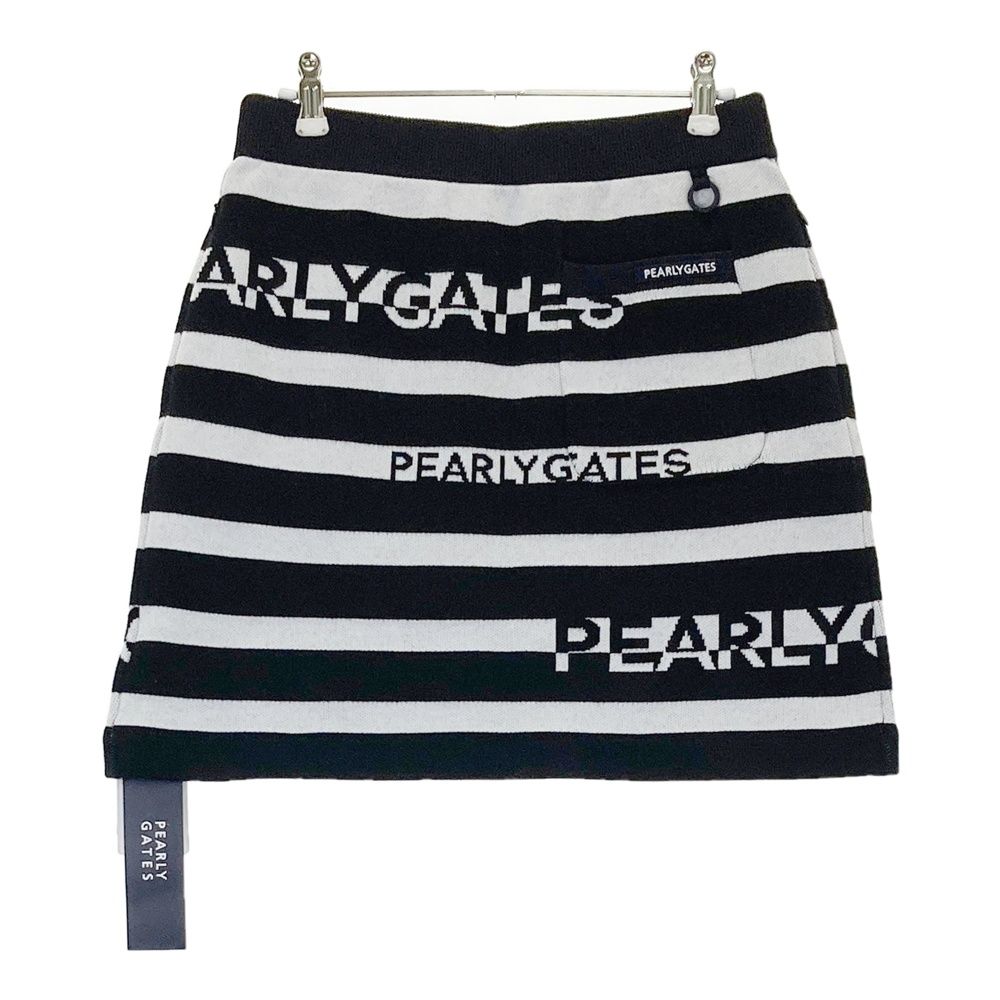 サイズ 1 PEARLY GATES パーリーゲイツ 055-2234124 ウール混 ニットスカート ロゴ ボーダー柄 ネイビー系 240101551845 ゴルフウェア レディース ストスト