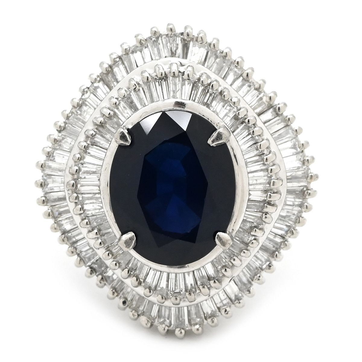 リング 指輪 ブルーサファイア ダイヤリング Pt900 サファイア ダイヤモンド プラチナシルバー 青 9号