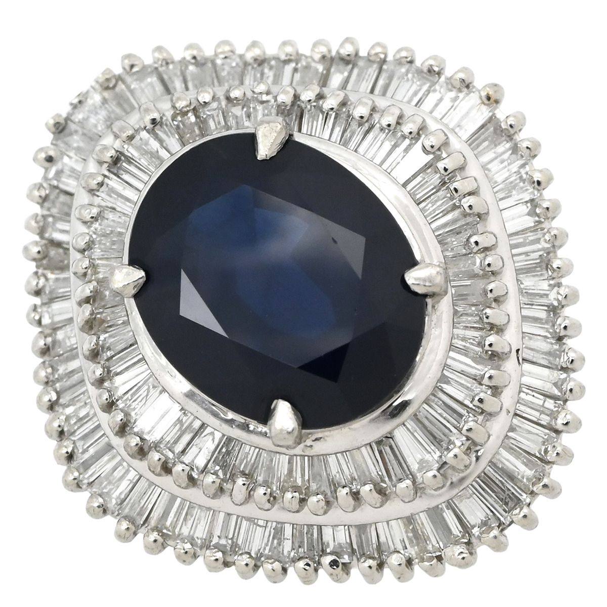 リング 指輪 ブルーサファイア ダイヤリング Pt900 サファイア ダイヤモンド プラチナシルバー 青 9号