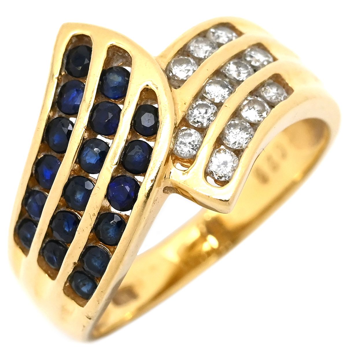 リング 指輪 ブルーサファイア ダイヤリング K 18 YG サファイア イエローゴールド 750 11 5号