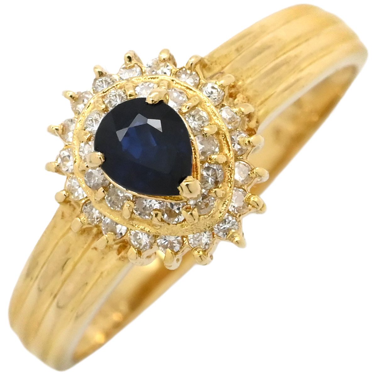 リング 指輪 ブルーサファイア ダイヤリング K18YG サファイア ダイヤモンド イエローゴールド 18K 750 YG 11号