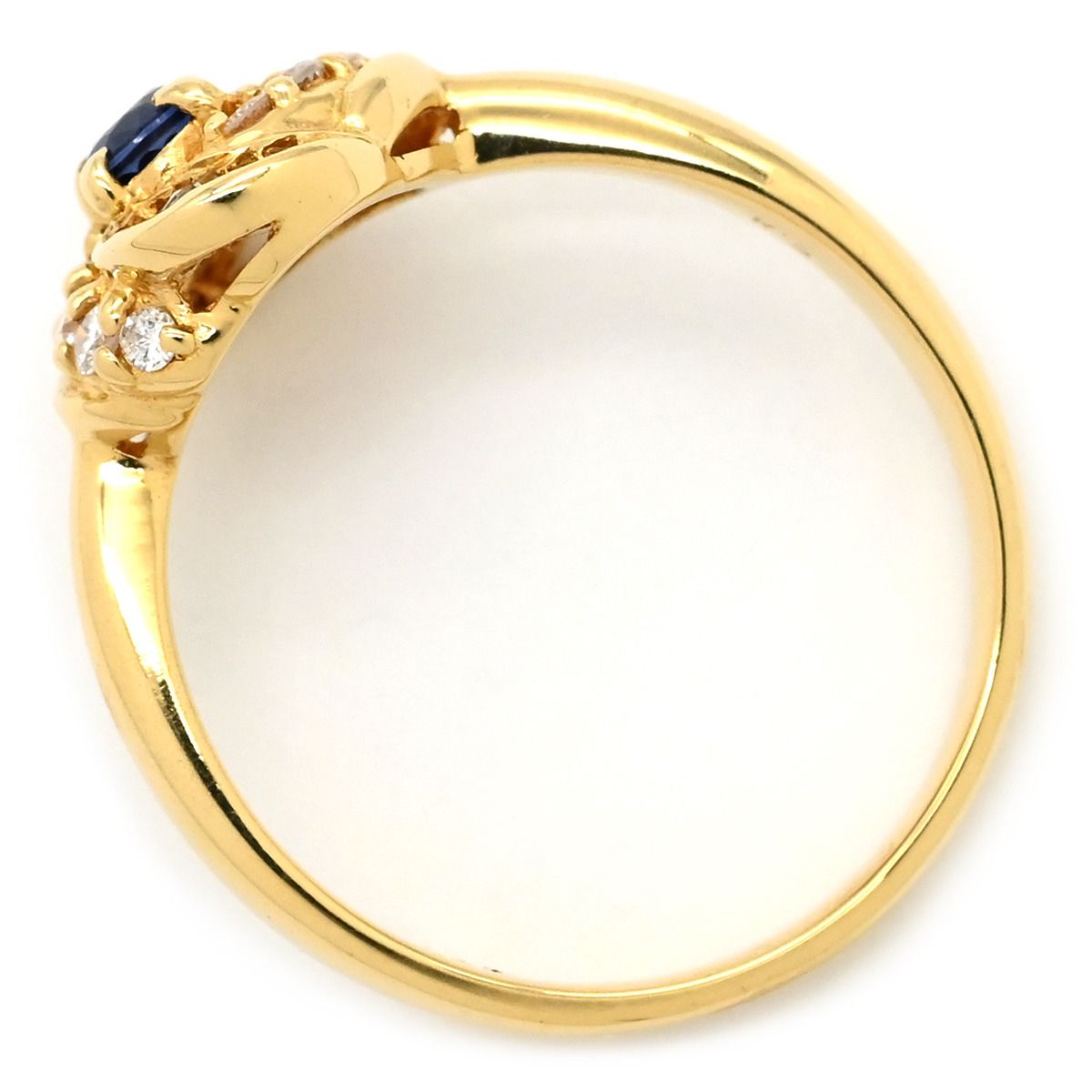 リング 指輪 ブルーサファイア ダイヤリング K18YG サファイア ダイヤモンド イエローゴールド 18K 750 YG 10.5号