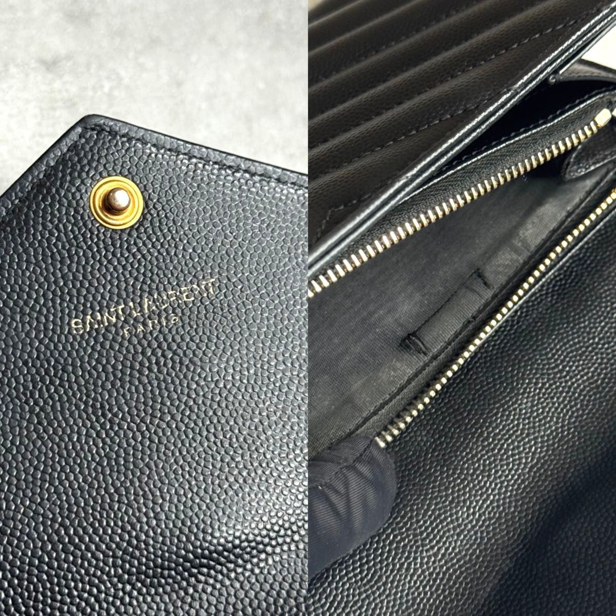 【美品】サンローラン　カサンドラ マテラッセ ラージ フラップ ウォレット　黒 サンローラン SAINT LAURENT カサンドラ マトラッセ ラージフラップ