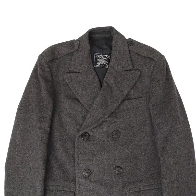 バーバリー グレー ウール カシミア ダブル ブレスト コート BURBERRY