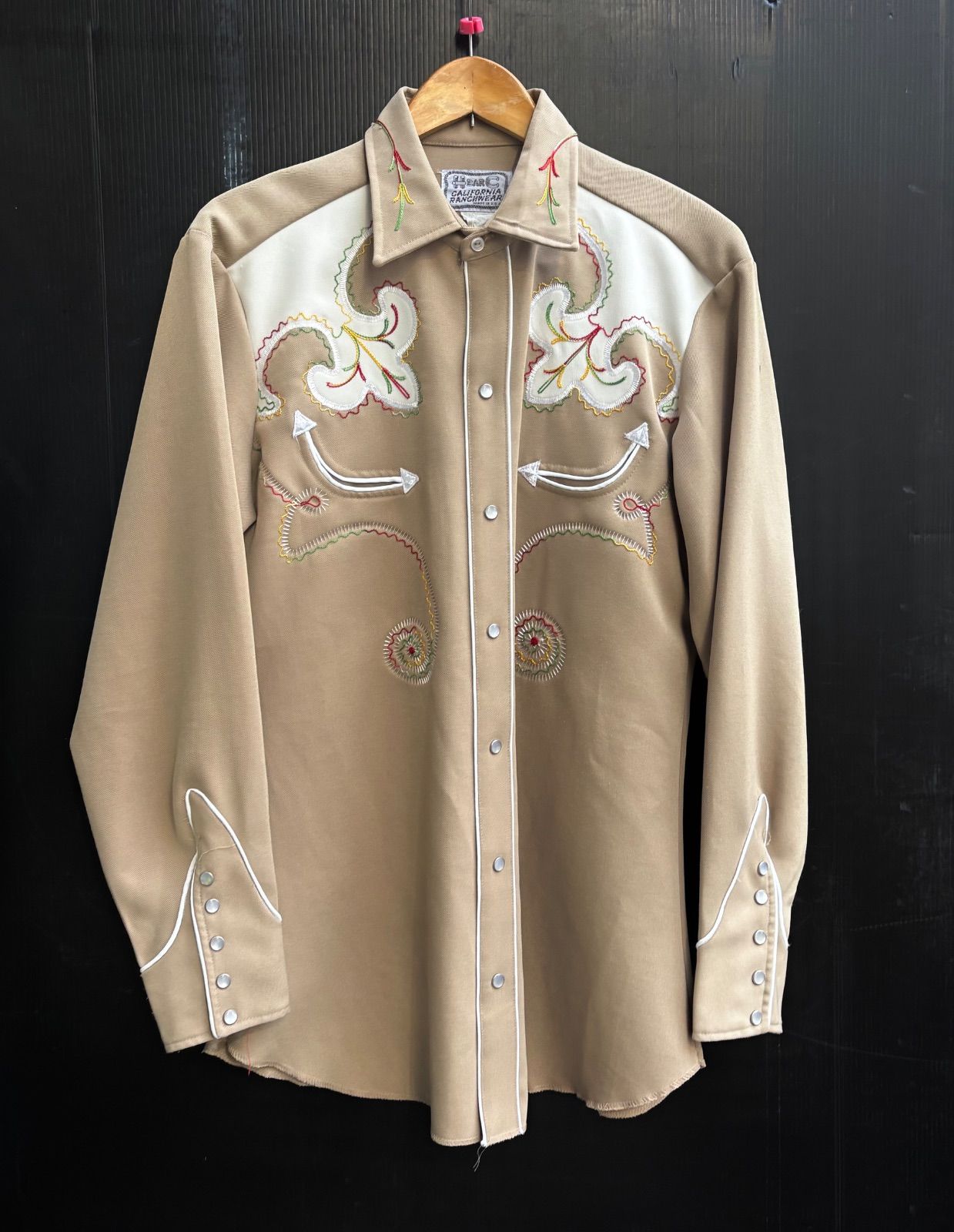 60s ヴィンテージ H bar C エイチバーシー 厚手 ウエスタン シャツ 長袖 スナップボタン 刺繍 デザイン