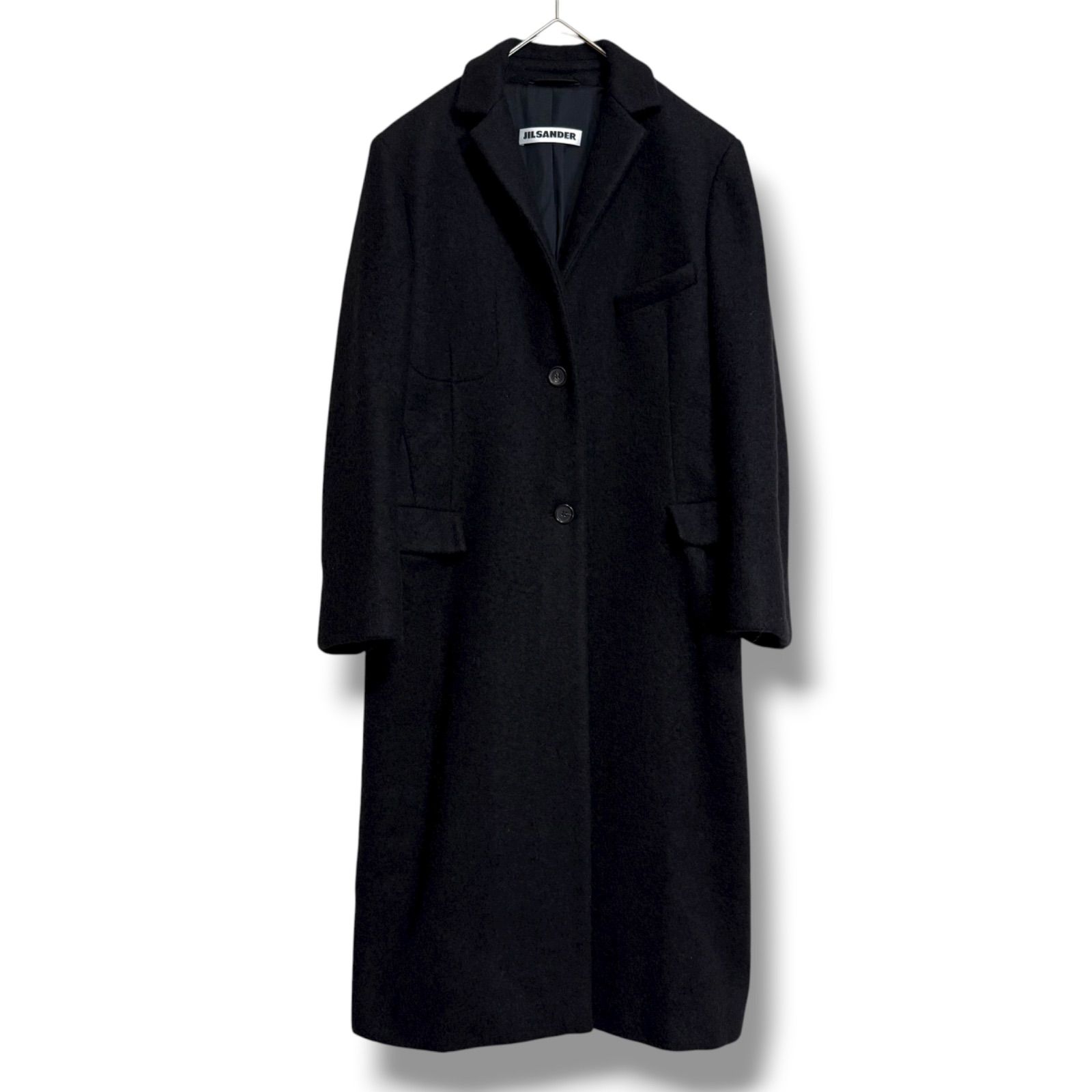 美品 JIL SANDER 上質アルパカ95% ふんわりロングコート ブラック黒