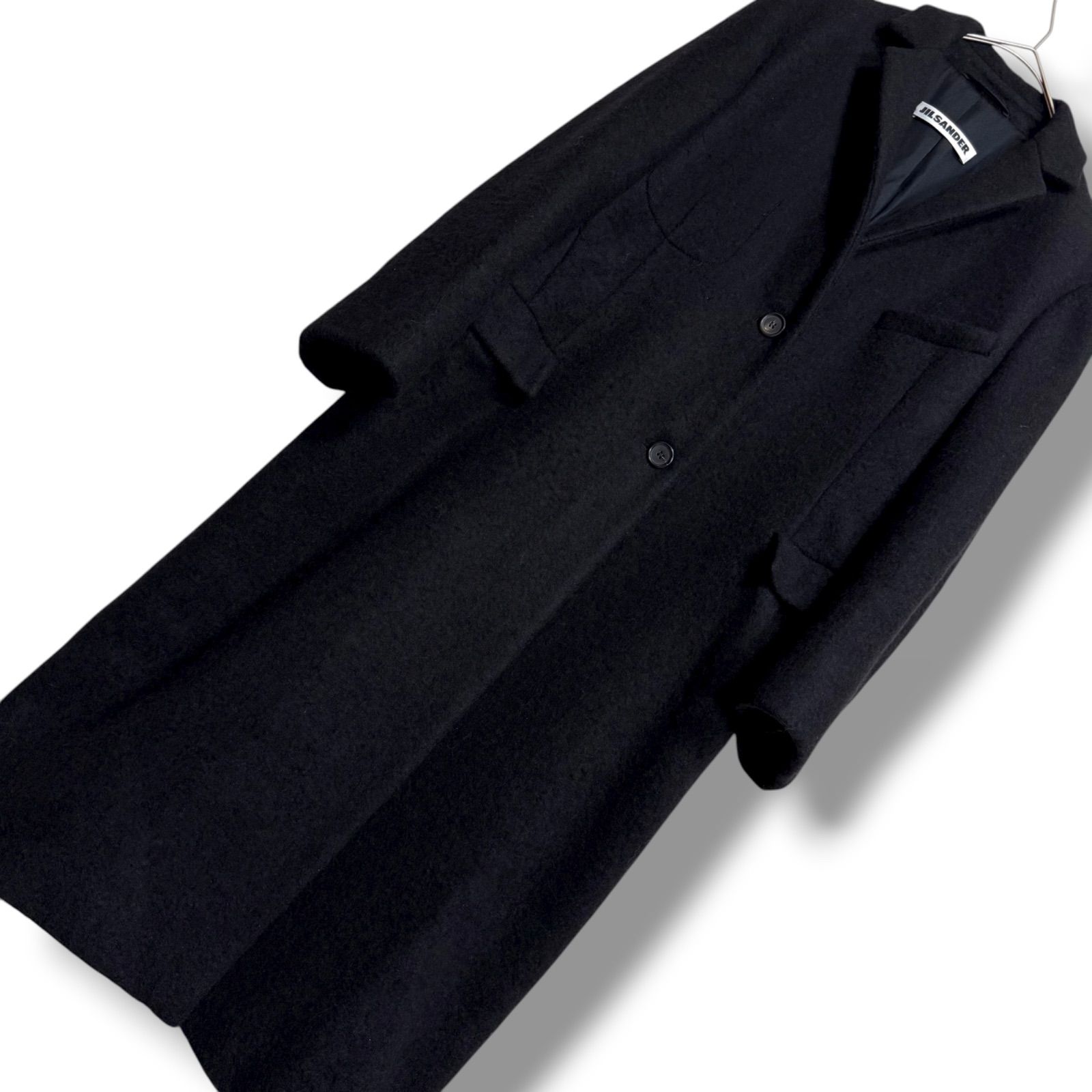 美品 JIL SANDER 上質アルパカ95% ふんわりロングコート ブラック黒