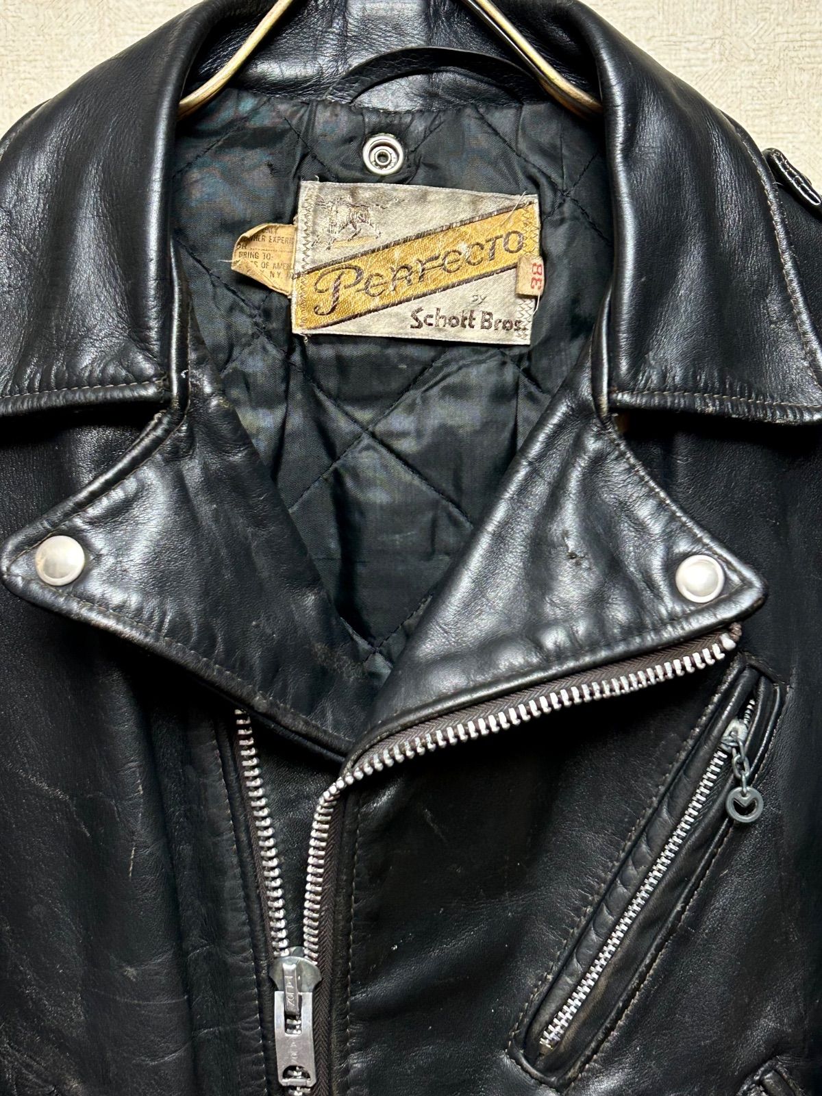 ヴィンテージ牛タグ前期Schott Bros希少ワンスター茶芯八角バックル38