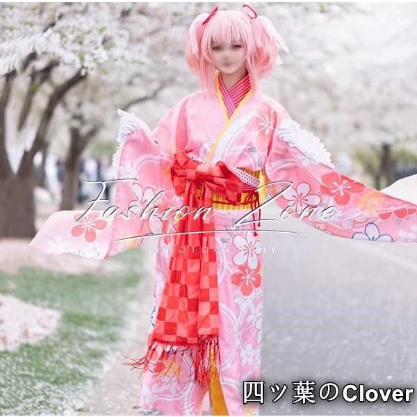 魔法少女まどか マギカ風 鹿目まどか 着物 コスプレ衣装ウィッグ靴 cosplayハロウィン演出服変装B25105