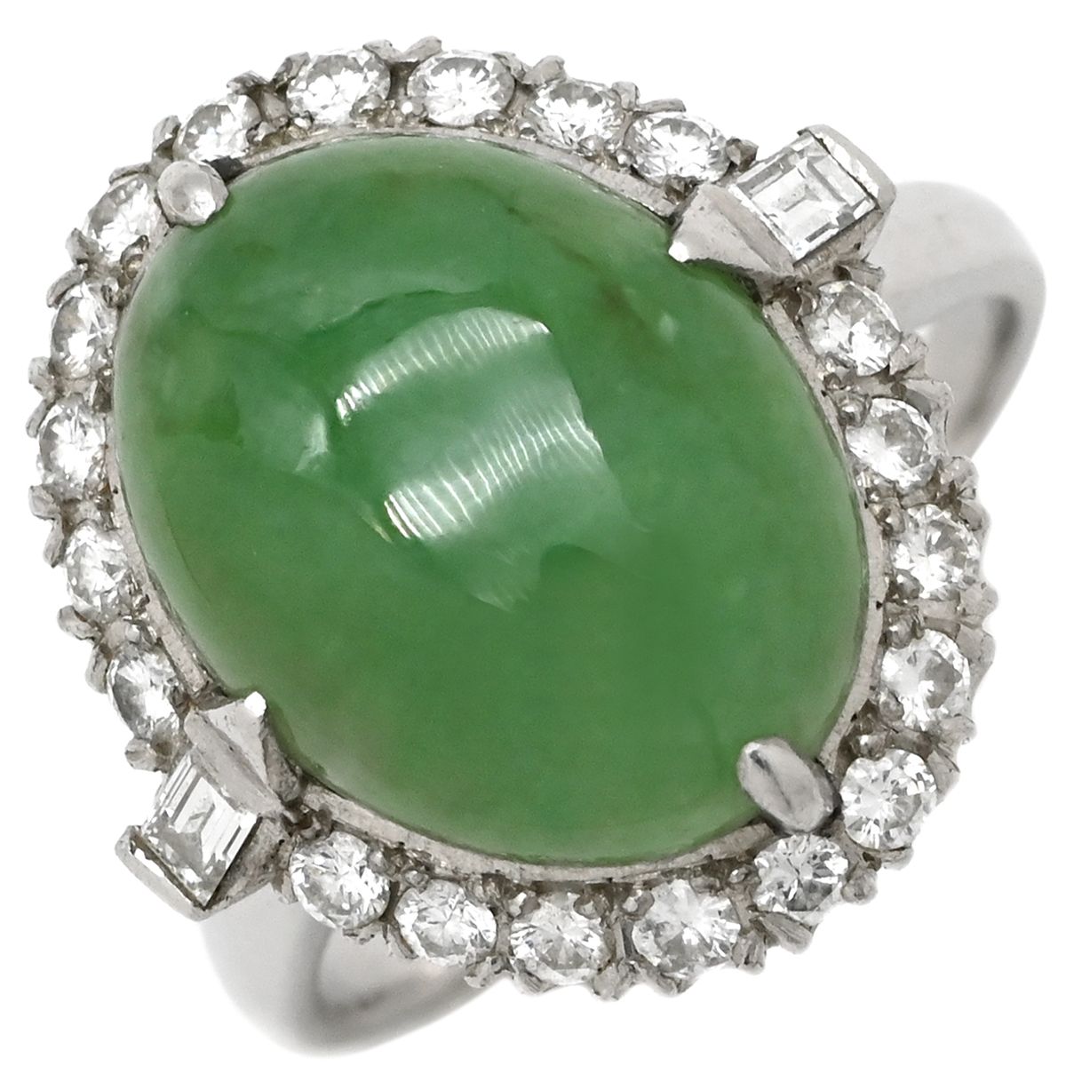 リング 指輪 ヒスイ ダイヤリング Pt900 ヒスイ ダイヤモンド プラチナシルバー 翡翠 グリーン 10.5号