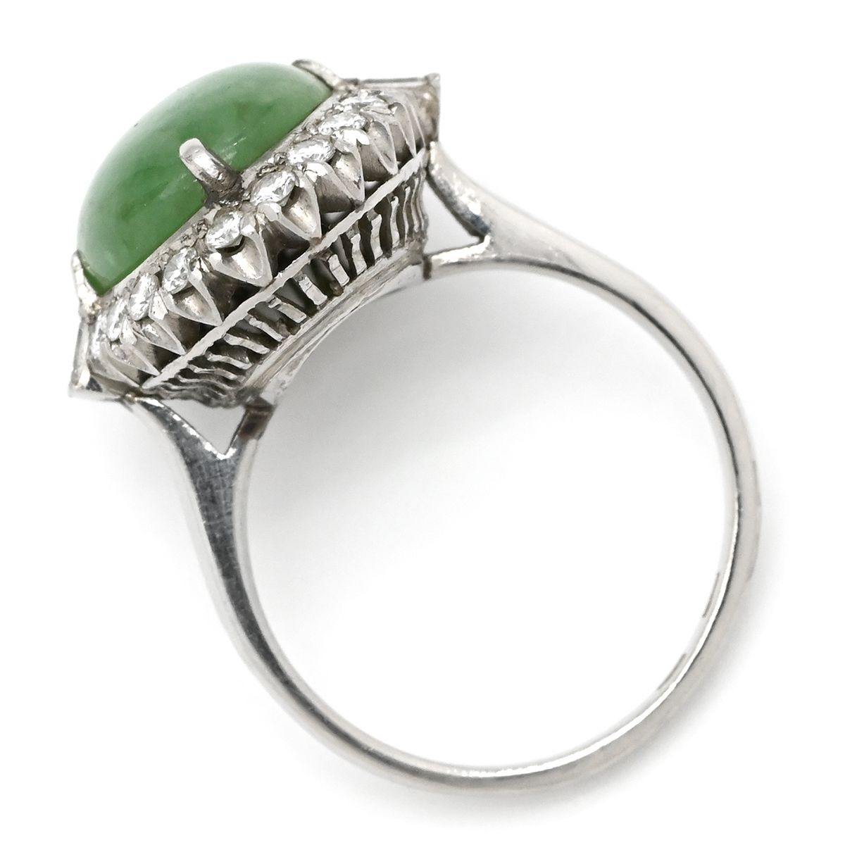 リング 指輪 ヒスイ ダイヤリング Pt900 ヒスイ ダイヤモンド プラチナシルバー 翡翠 グリーン 10.5号
