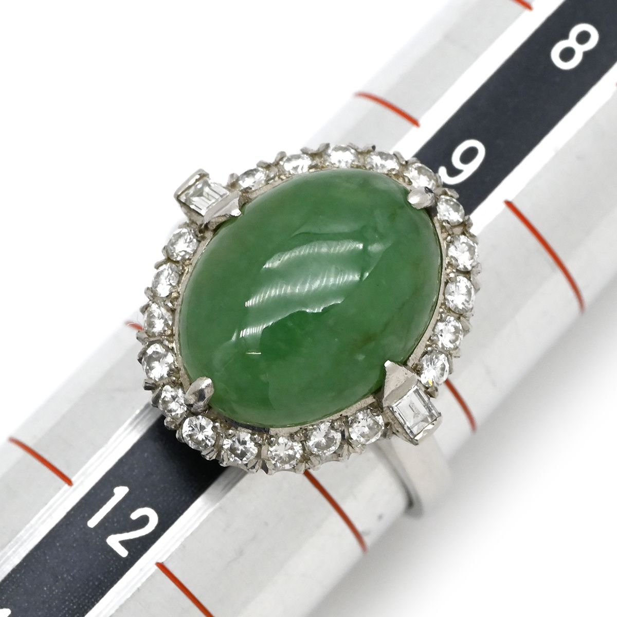 新作【激安通販】 リング 指輪 ヒスイ ダイヤリング Pt900 ヒスイ ダイヤモンド プラチナシルバー 翡翠 グリーン 10.5号 2025正規品激安大集合!