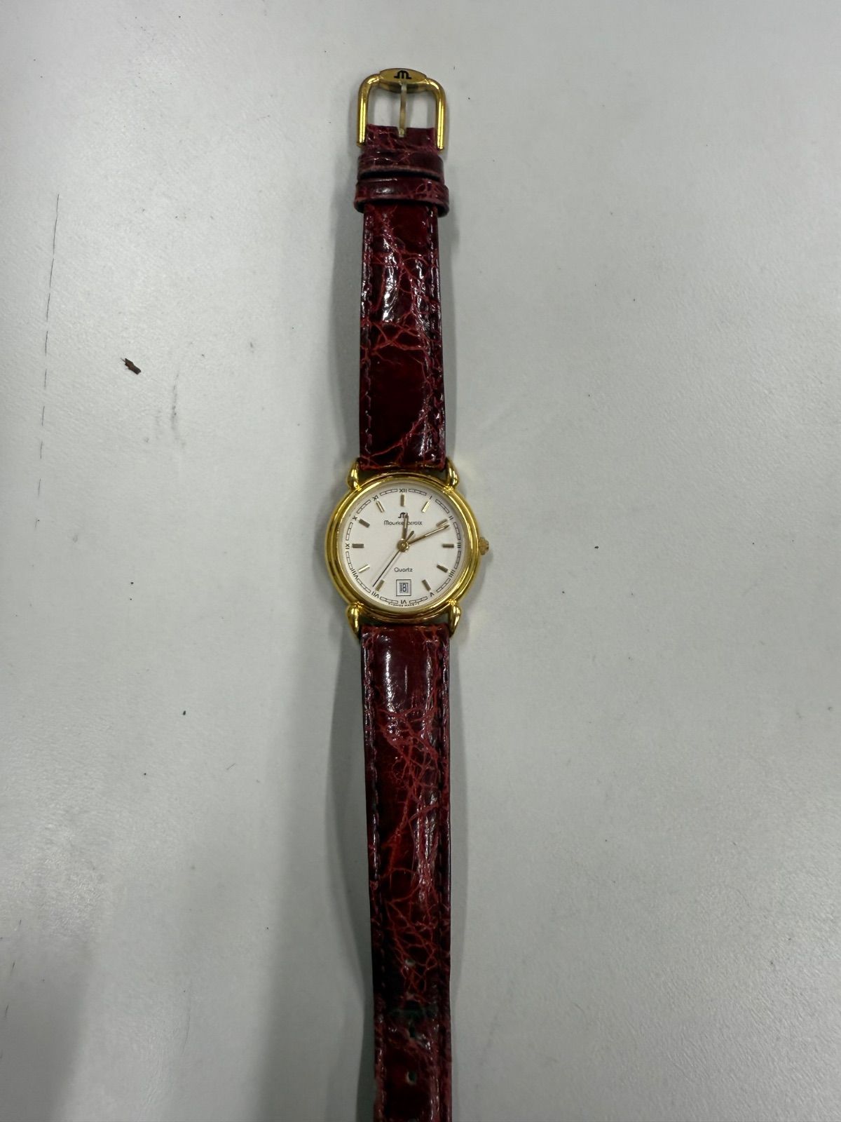 a-1 腕時計 Maurice Lacroix モーリス ラクロア 95087 クォーツ 3針 デイト ラウンド アナログ レザーベルト SWISS MADE