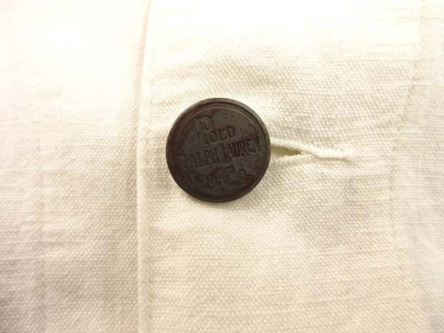 ポロ バイ ラルフローレン Polo by Ralph Lauren コットンリネンカバーオール チェンジボタン ワークジャケット ホワイト L KANDAIZUMI_COM