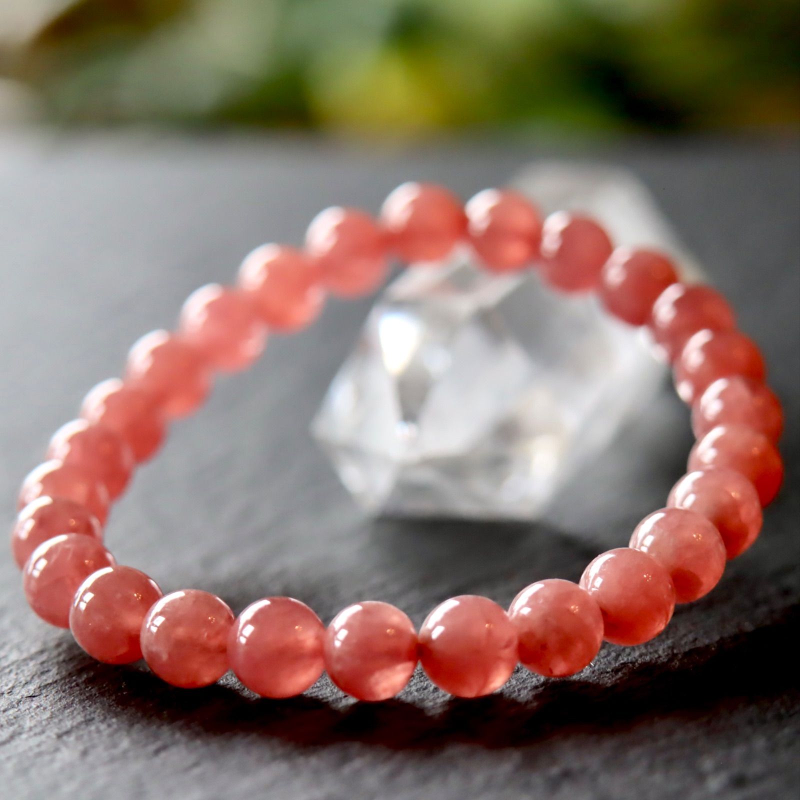 高品質 光波動 インカローズブレスレット ロードクロサイト
