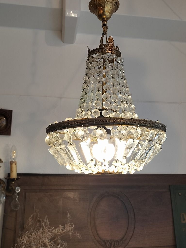 フランス アンティーク 素敵な エンパイヤ ガラス装飾 シャンデリア 照明 ペンダントライト