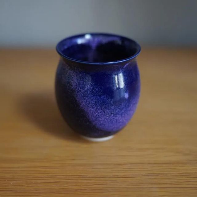 Vintage Scandinavian Studio pottery Purple rain glaze vase deep blue 北欧ヴィンテージ 花瓶 スウェーデン