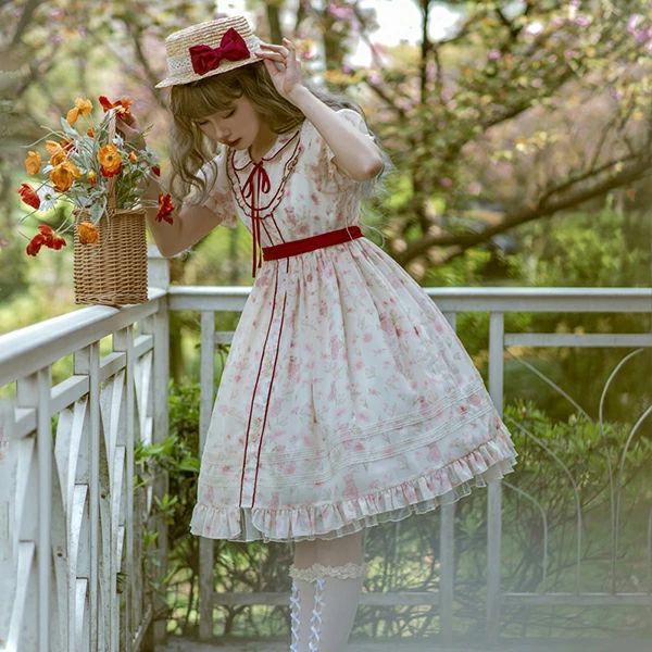 ロリータ ロリィタ ワンピース 紺色 ロリータファッション ロリィタファッション 半袖 クラシカル ゴシック 大人 ふわふわ レース レディー