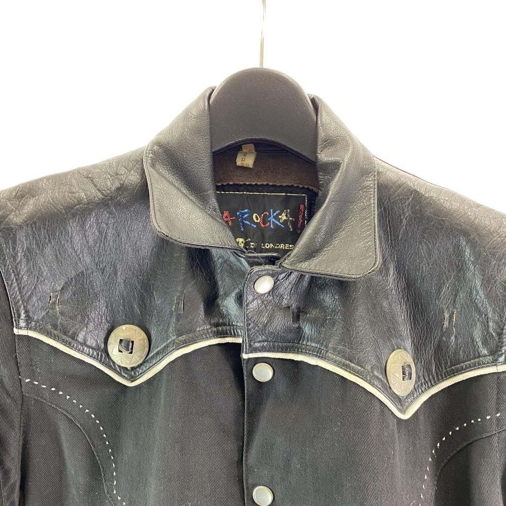 LA ROCKA! ラロッカ ドリルジーン ブラックデニム レザーベスト LA ROCKA! ラロッカ ドリルジーン ブラックデニム レザーベスト LA