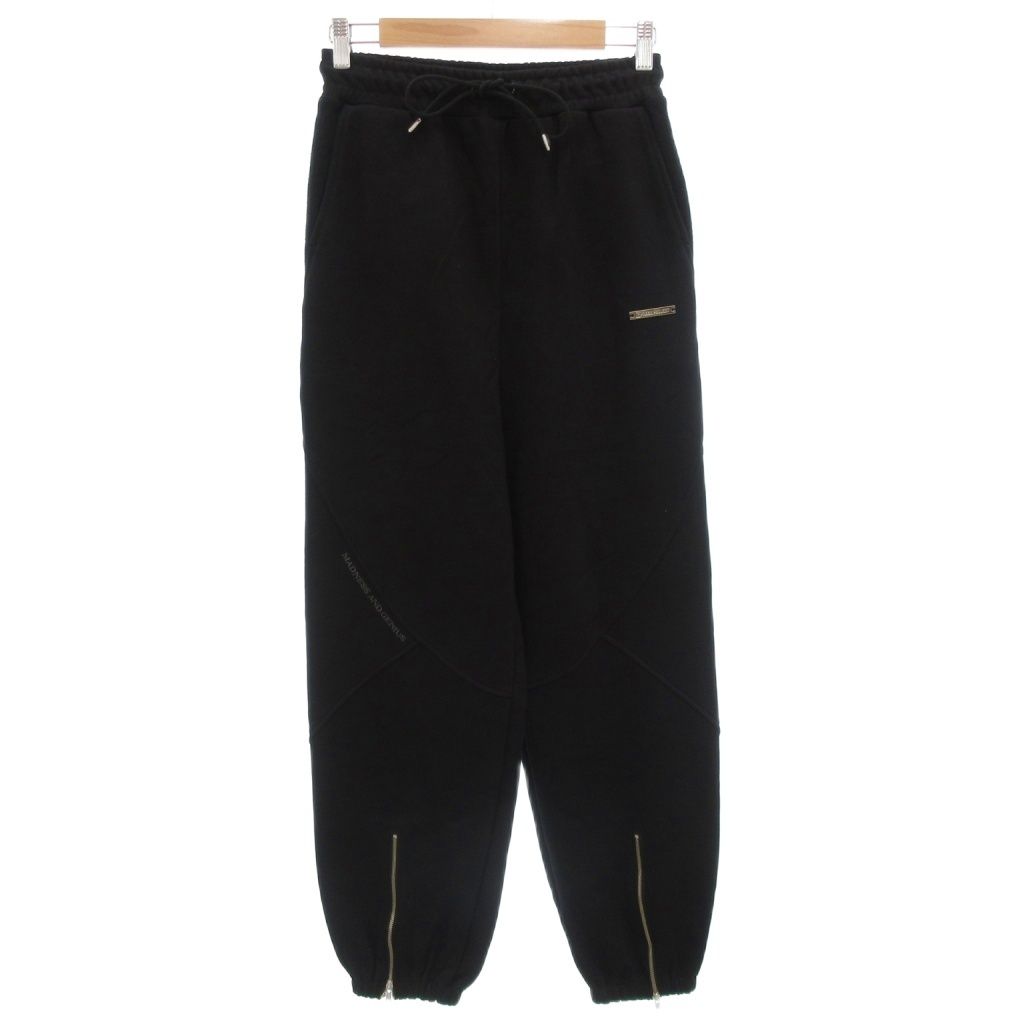 プランクプロジェクト PRANK PROJECT 24SS ラウンドカットスウェットパンツ Round Cut Sweatpants イージー ロゴ 裏毛 裾ジップ 36 黒 ブラック GV GY19