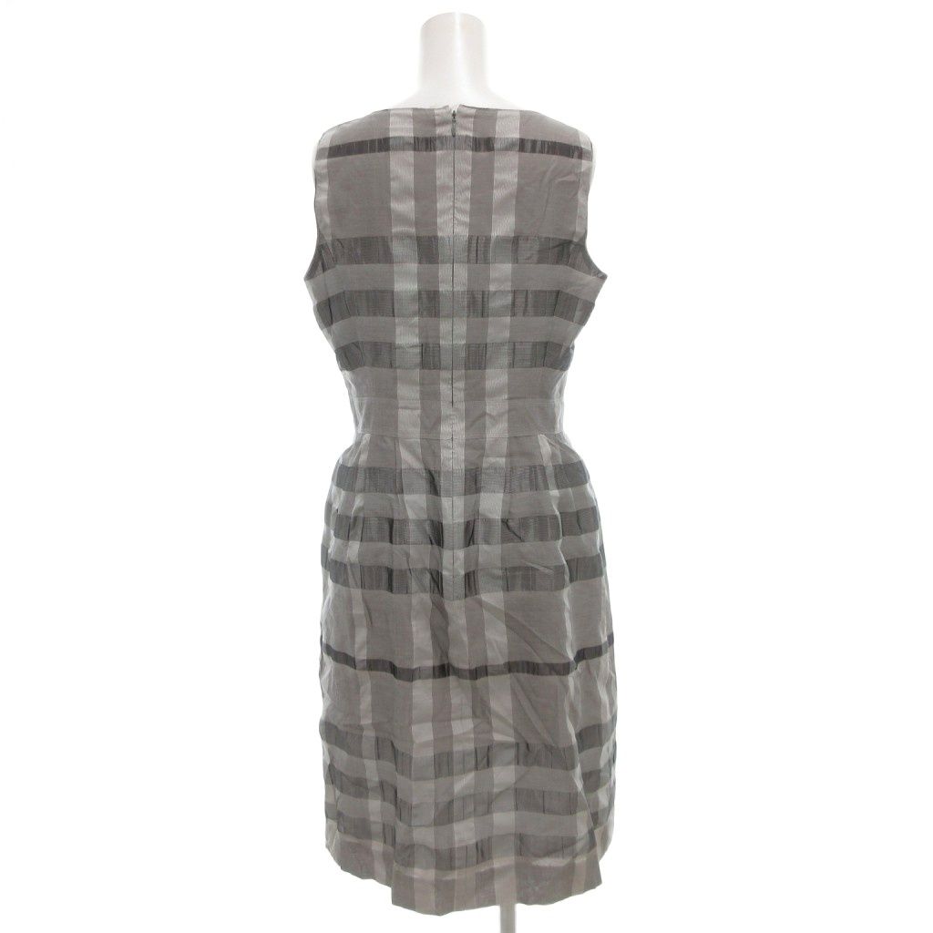 BURBERRY LONDON ノースリーブ　コート　ワンピース　グレー　38 バーバリー ロンドン BURBERRY LONDON ノースリーブワンピース シルク