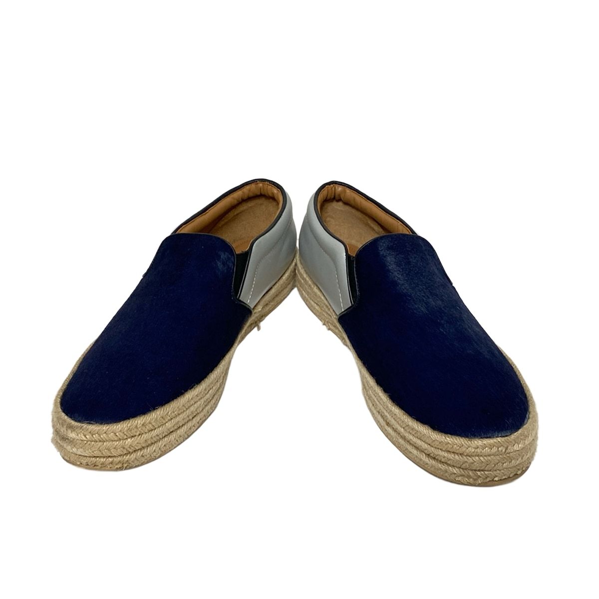 ミハラヤスヒロ スリッポン 26 メンズ - シルバー×ダークネイビー エスパドリーユ レザー