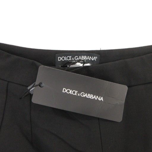 ドルチェ-ガッバーナ ドルガバ DOLCE-GABBANA ストレッチパンツ 36 スキニー 裾ジップ イタリア製 黒 ブラック GV GY19 DECORATOM_COM_BR