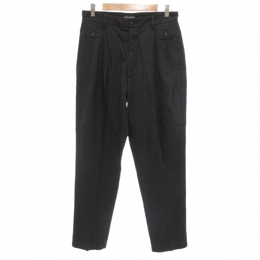 ドルチェ-ガッバーナ ドルガバ DOLCE-GABBANA パンツ スラックス 48 ツータック センタープレス イタリア製 ダークグレー GV GY19